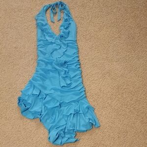 Elegant Backless Blue Dress